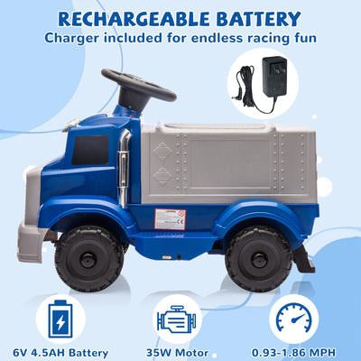 Garvee Ride - P Series: 6V Ride On Truck Toy for Kids Ages 3+ | Electric Dump Truck with Rechargeable Battery, Music & Storage | Indoor/Outdoor 4-Wheeler with Treaded Tires | Ergonomic Seat & Rubber Handle (4.5Ah)
