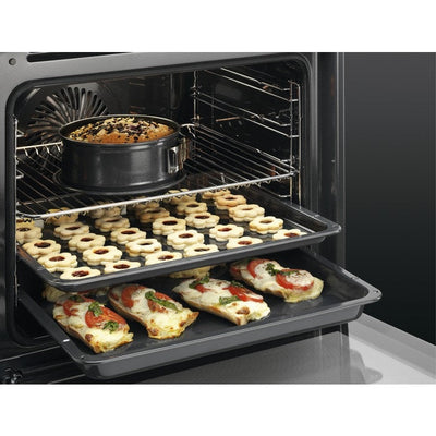 AEG 6000 Series BPS555060W Steam Bake Electric Single Built In Oven with Retractable Dials in White