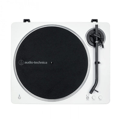 Audio Technica AT-LP70XBT Fully Automatic Bluetooth Wireless Turntable White with Kanto ORA 100W Powered Reference Speakers Pink HiFi Package