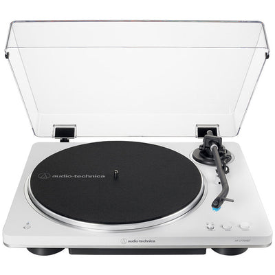 Audio Technica AT-LP70XBT Fully Automatic Bluetooth Wireless Turntable with AT-SP3X Powered Bookshelf Speakers HiFi Package White