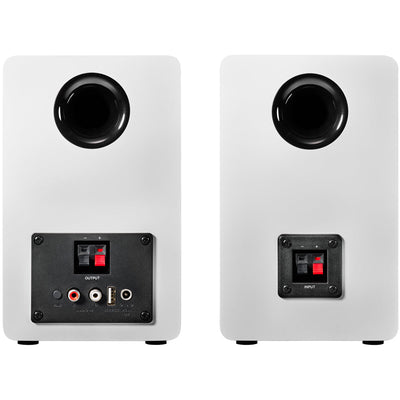 Audio Technica AT-SP3X Powered Bluetooth Bookshelf Speakers White with AT-ST3 Stands Pair
