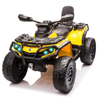 Garvee Ride - P Series: 2 Seater Ride On Car 24V 4WD Electric ATV, Leather Seats, Safety Belt, Bluetooth, Adjustable Speed, Yellow, Outdoor Adventure - Yellow