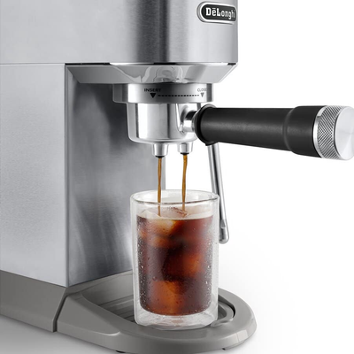 Delonghi EC890.M Dedica Duo with Advanced Milk Steam Wand Manual Espresso Machine Silver