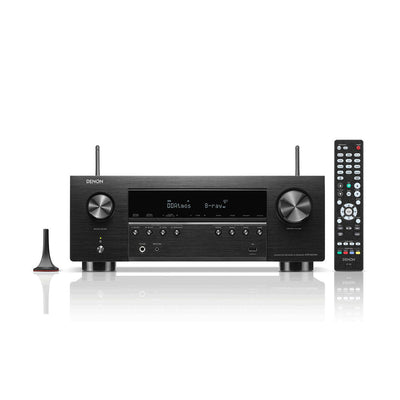 Denon AVRS970H 8K 7.2 Ch Dolby Atmos AV Receiver Black with Wharfedale Diamond 12.1i HCP 5.1 Speaker Package Walnut