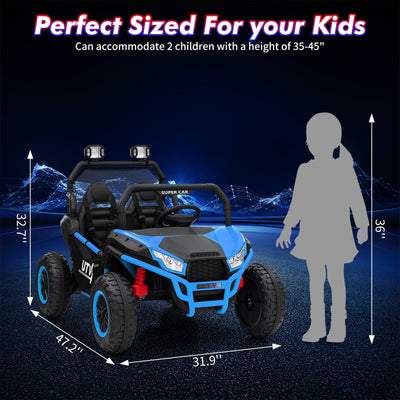 Garvee Ride - P Series: 2 Seater 24V Ride On Car,Electric Vehicle Utv Car for Kids,400W Motors Electric Truck With Remote,4.5MPH Max Speed,Four-Wheel Suspension，Music，Best Gift for Kids,Blue