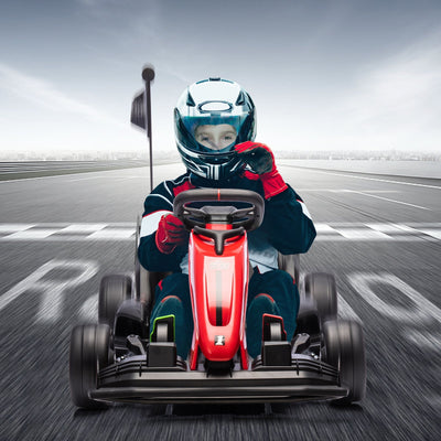 Garvee Ride - G Series: 24V Electric Drift Kart for Kids, Ride Car with Adjustable Seat & 7.5MPH Speed, EVA Silent Wheels, Parent-Safety Certified Ride-On Toy - Red