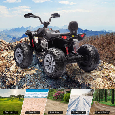 Garvee Ride - P Series: 24V 2-Seater Ride On ATV for Kids - 4-Wheel Battery Powered, High/Low Speed Modes, LED Lights, Music & Horn, Durable Wear-Resistant Wheels, Safe Non-Toxic Material, Outdoor Adventure - Black
