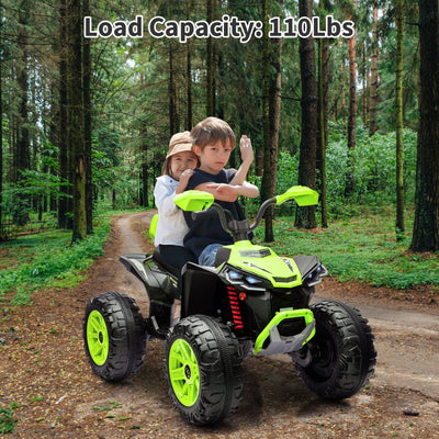 Garvee Ride - P Series: 24V 2-Seater Ride On ATV for Kids - 4-Wheel Battery Powered, High/Low Speed Modes, LED Lights, Music & Horn, Durable Wear-Resistant Wheels, Safe Non-Toxic Material, Outdoor Adventure - Green