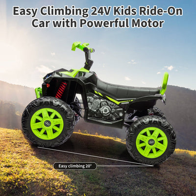 Garvee Ride - P Series: 24V 2-Seater Ride On ATV for Kids - 4-Wheel Battery Powered, High/Low Speed Modes, LED Lights, Music & Horn, Durable Wear-Resistant Wheels, Safe Non-Toxic Material, Outdoor Adventure - Green