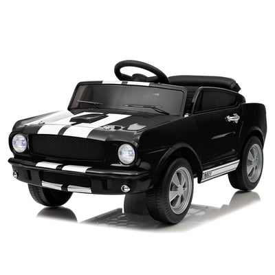 Garvee Ride - P Series: 12V Kids Ride On Car Shelby GT350 Electric Vehicle with Remote Control, LED Lights, Music, USB Port, Safety Harness, Black for Outdoor Play