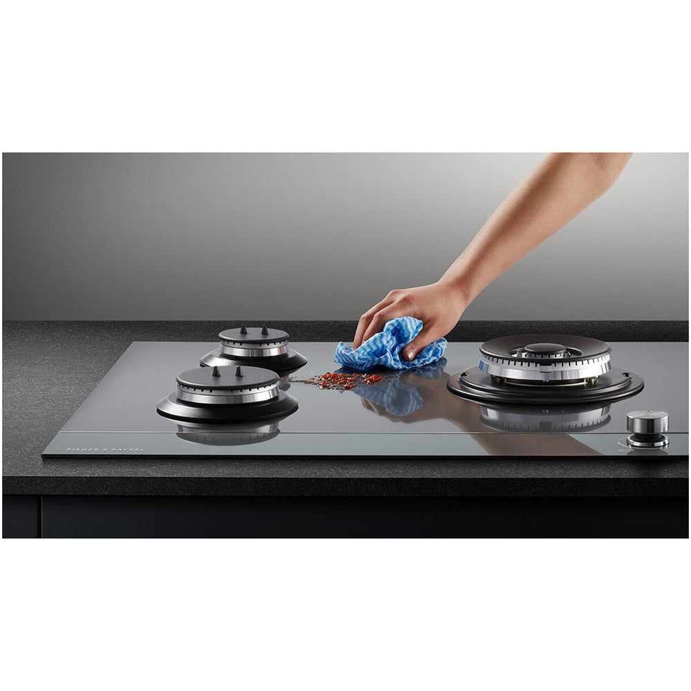 Fisher and Paykel CG903DLPGB4 Series 9 90cm 3 Burner Gas Hob Black Glass