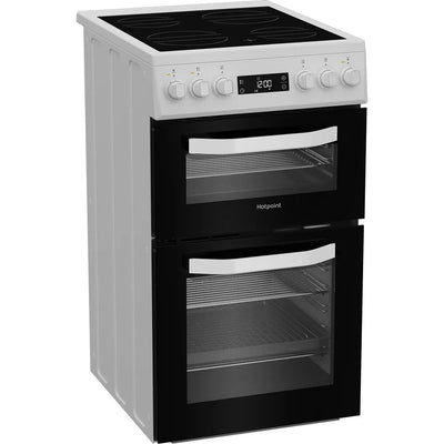 Hotpoint HDE5VDCW 50cm Electric Double Cooker With Ceramic Hob White