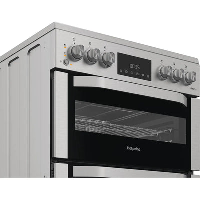 Hotpoint HDE6VDCASX 60cm Electric Double Cooker With Ceramic Hob and Air Fry Stainless Steel