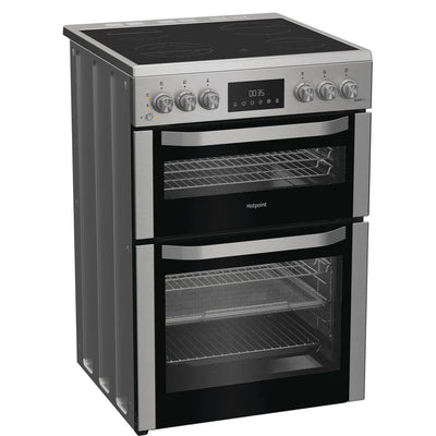 Hotpoint HDE6VDCASX 60cm Electric Double Cooker With Ceramic Hob and Air Fry Stainless Steel