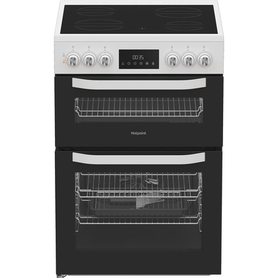 Hotpoint HTE6VDCW 60cm Electric Twin Cooker with Multiflow White