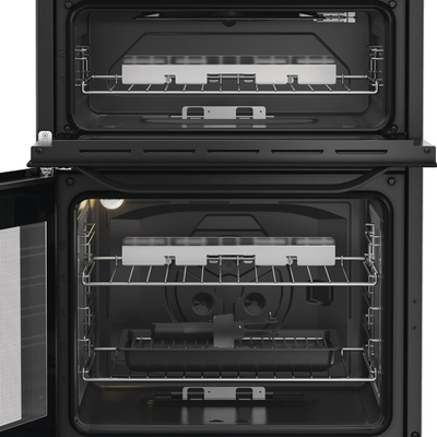 Hotpoint HTG6GDCB1 60cm Gas Twin Cooker with Glass Lid Black