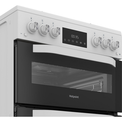Hotpoint HTG6GDCW Freestanding 60cm Gas Twin Cooker with Glass Lid White