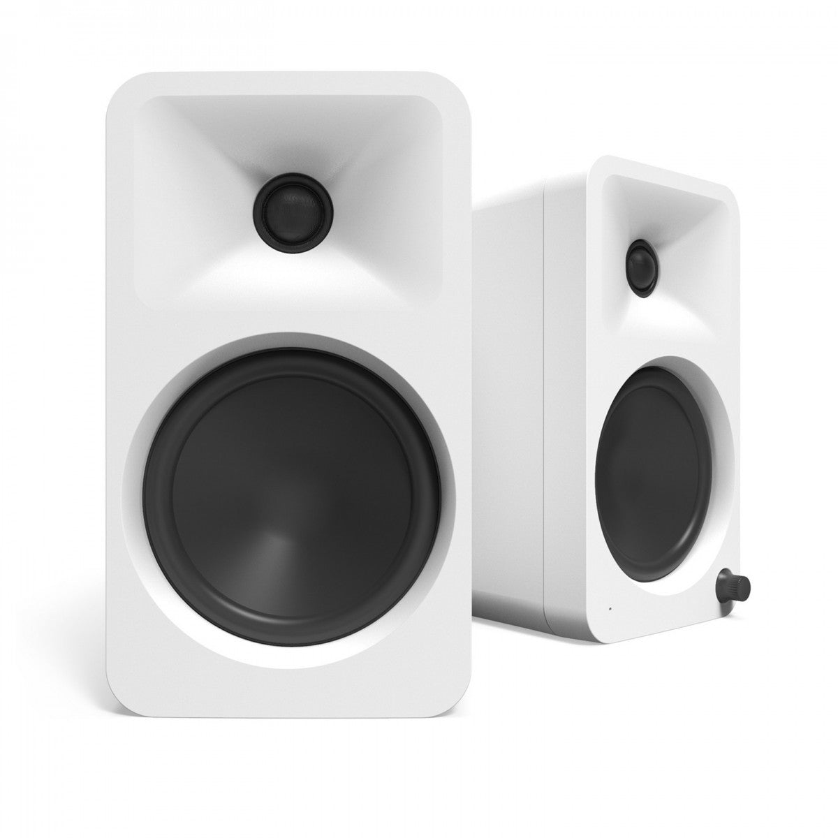 Kanto ORA4 140W Powered Reference Desktop Speakers with Bluetooth & S4 Tilted Speaker Stands White