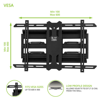 Kanto PDX650 Full Motion TV Wall Mount for 37 to 75 inch TVs Black