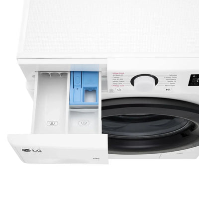 LG F4Y510WBLN1 10kg Steam 1400 Spin Freestanding Front Load Washing Machine White - A Rated