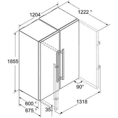 Liebherr Peak XRFST5295 665L Freestanding Plumbed-In No Frost Side by Side Fridge Freezer