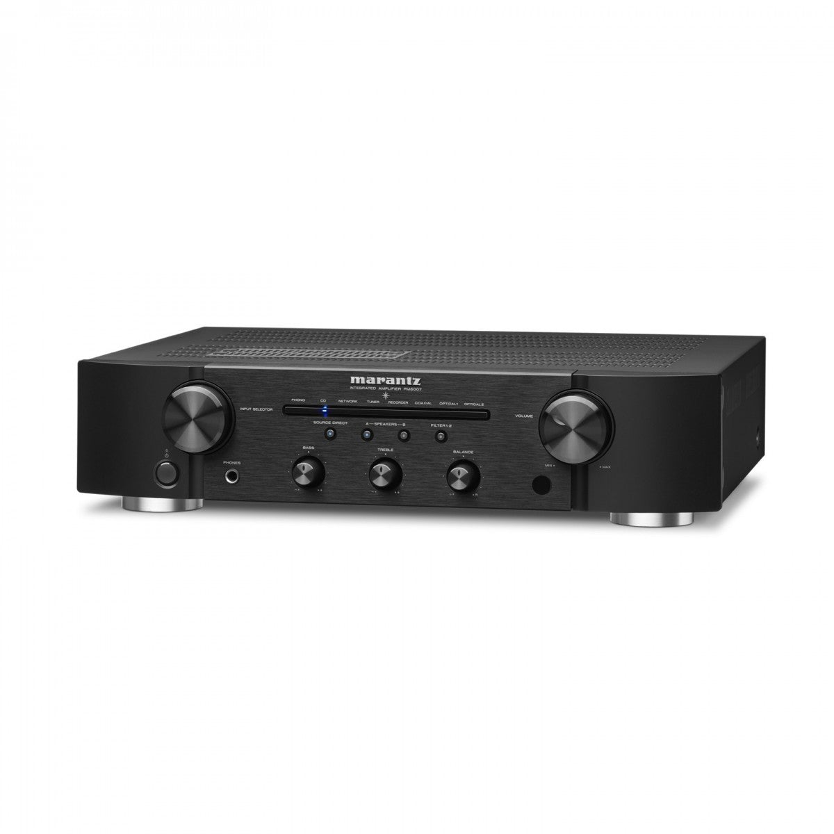 Marantz PM6007 Integrated Amplifier Black with Klipsch RP-600M II Bookshelf Speakers Pair Walnut HiFi Package