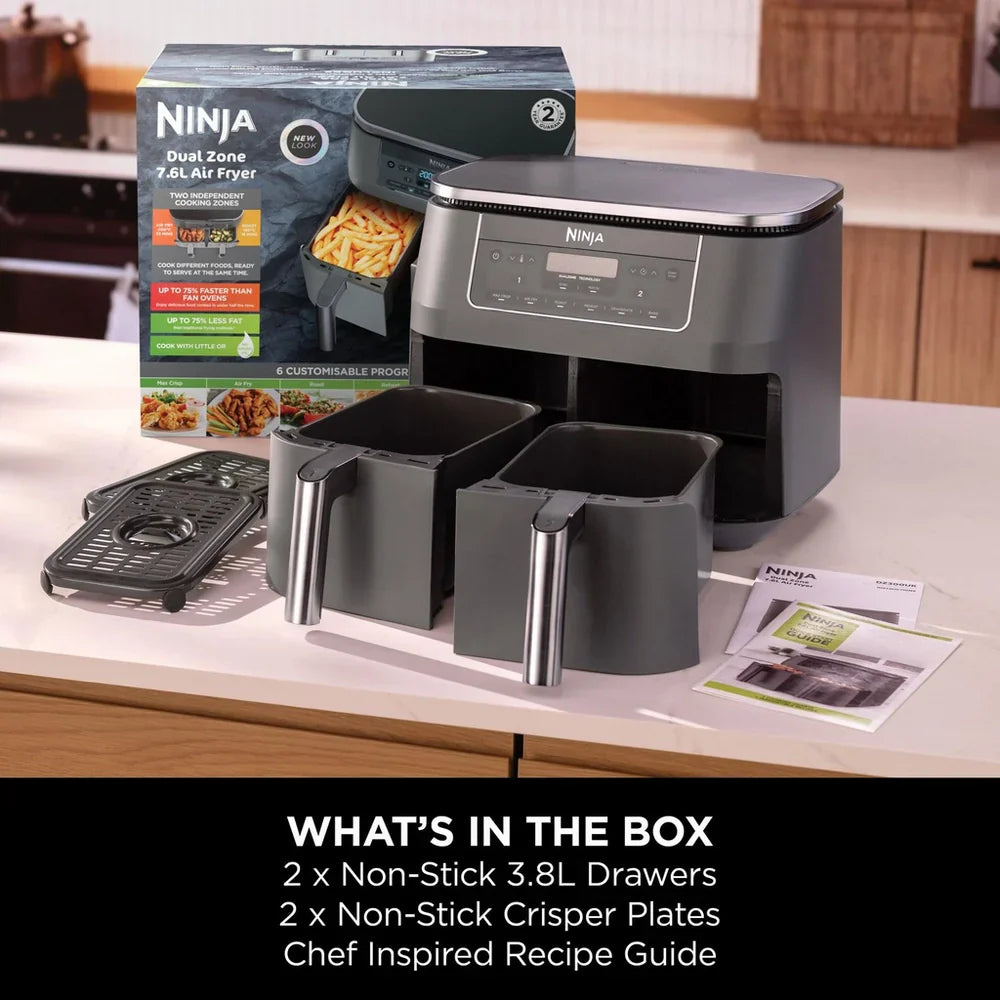 Ninja 6 in 1 Dual Zone Air Fryer 7.6L DZ300UK - Gun Metal Grey