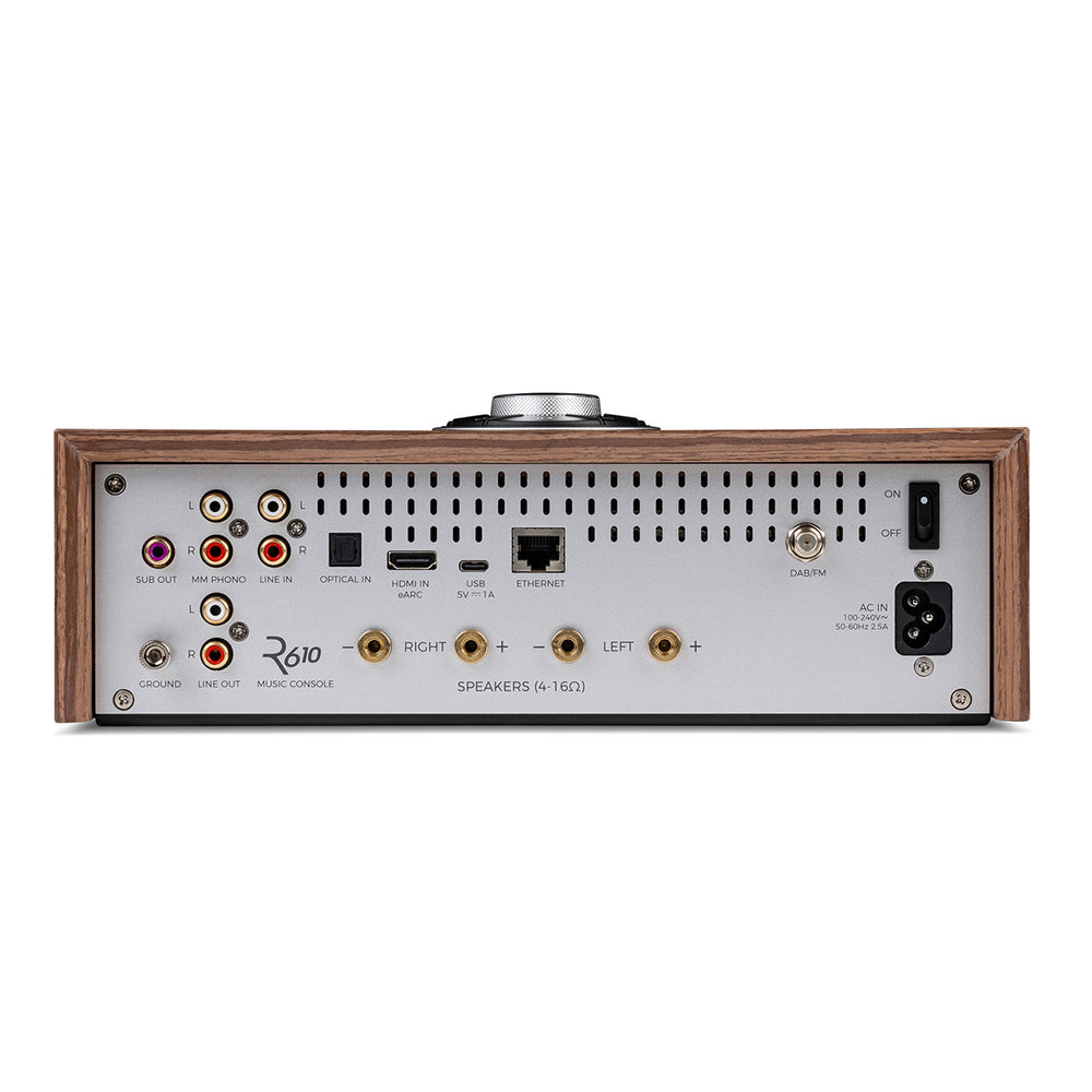 Ruark R610 Music Console with Klipsch RP-500M II Bookshelf Speakers Pair HiFi Package - Walnut