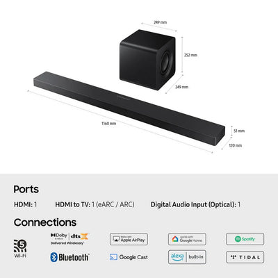 Samsung QE65S95FATXXU 65 Inch OLED S95F 4K UHD HDR Smart AI TV with HW-QS700F 3.1.2ch Q-Series Soundbar Bundle