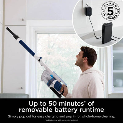 Shark IZ380UK PowerPro Cordless Stick Vacuum Cleaner with Anti Hair Wrap and Floor Detect - Up To 50 Minutes Run Time Navy Metallic