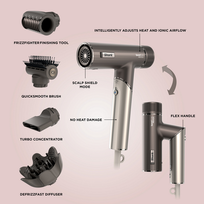 Shark SpeedStyle Pro HD542UK FLEX 4-in-1 High-Velocity Hair Dryer System Mocha Silver
