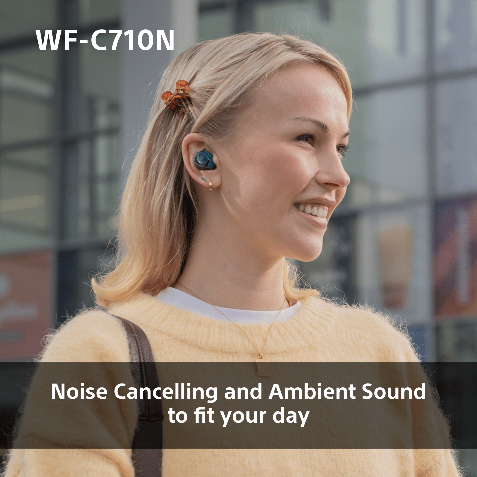 Sony WFC-710N Wireless Noise Cancelling Bluetooth Earbuds Glass Blue