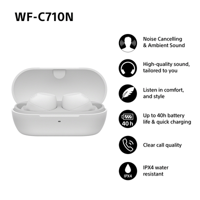 Sony WFC-710N Wireless Noise Cancelling Bluetooth Earbuds White