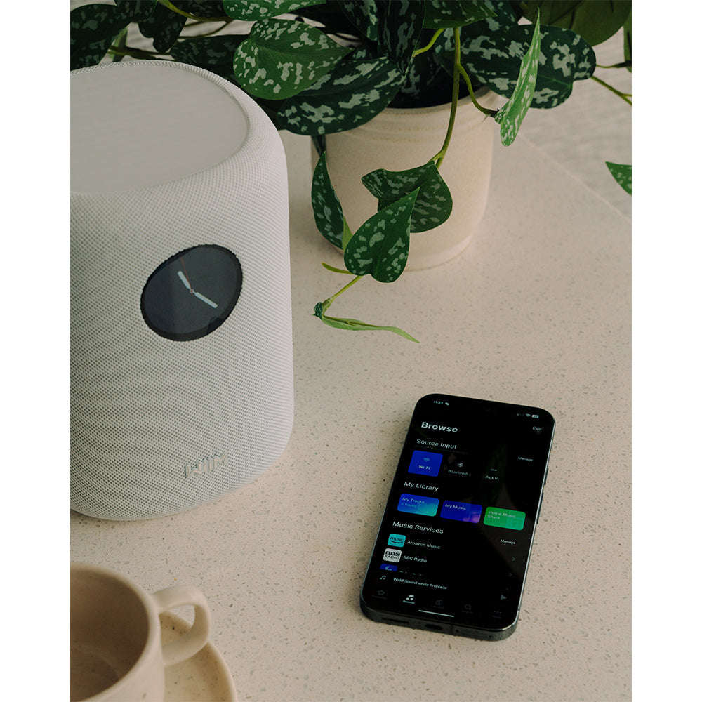 WiiM Sound Wireless Smart Speaker with WiiM NorStone Floor Stand (Single) - White