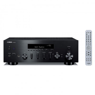 Yamaha R-N600A Network Receiver with Wharfedale Linton Heritage Standmount Speakers with Matching Stands - Black